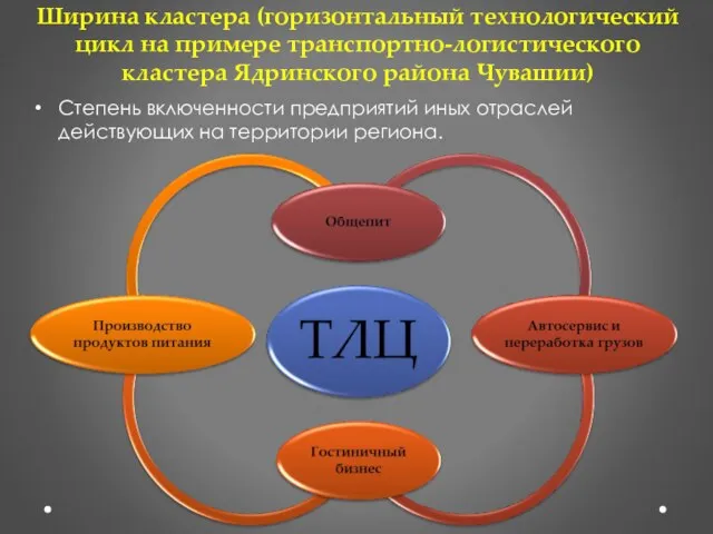 Ширина кластера (горизонтальный технологический цикл на примере транспортно-логистического кластера Ядринского района Чувашии)