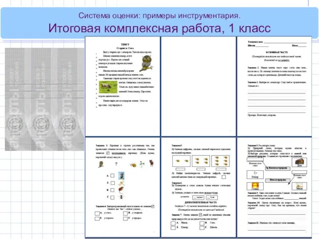 Система оценки: примеры инструментария. Итоговая комплексная работа, 1 класс