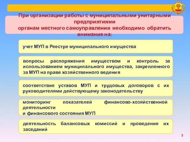 учет МУП в Реестре муниципального имущества вопросы распоряжения имуществом и контроль за