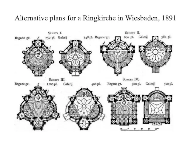 Alternative plans for a Ringkirche in Wiesbaden, 1891