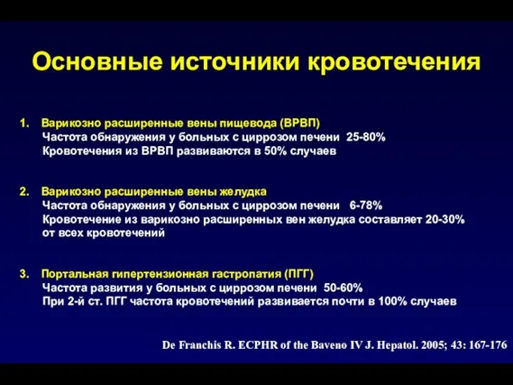 Варикозно расширенные вены пищевода (ВРВП) Частота обнаружения у больных с циррозом печени