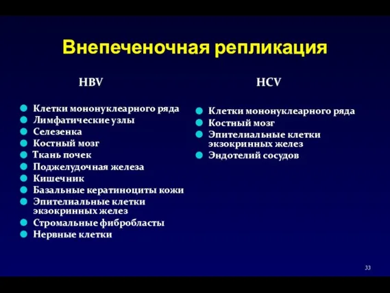 Внепеченочная репликация Клетки мононуклеарного ряда Лимфатические узлы Селезенка Костный мозг Ткань почек