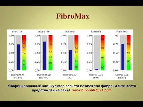 FibroMax Унифицированный калькулятор расчета показателя фибро- и акти-теста представлен на сайте www.biopredictive.com