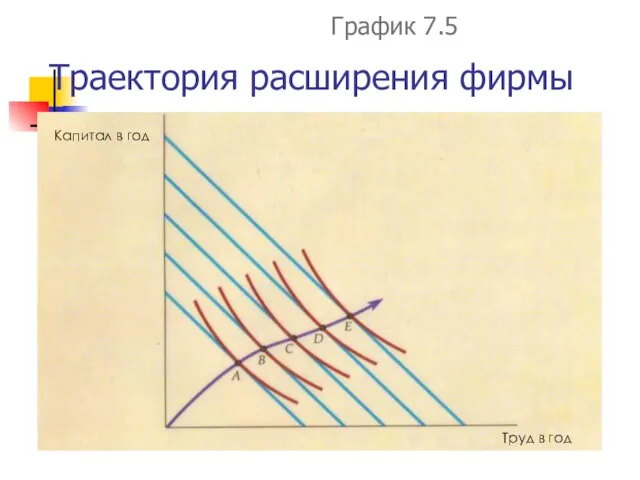 Траектория расширения фирмы График 7.5 Капитал в год Труд в год