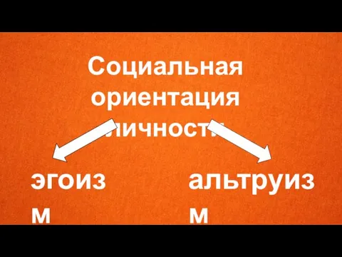 Социальная ориентация личности эгоизм альтруизм