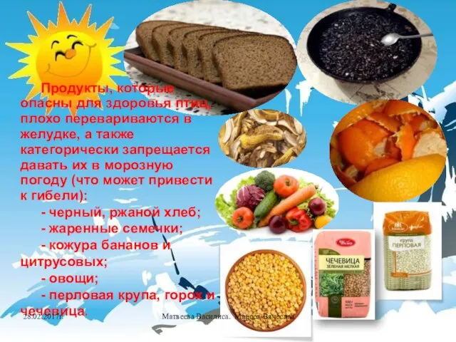 Это тоже работа желна . Продукты, которые опасны для здоровья птиц, плохо