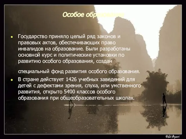 Особое образование Государство приняло целый ряд законов и правовых актов, обеспечивающих право