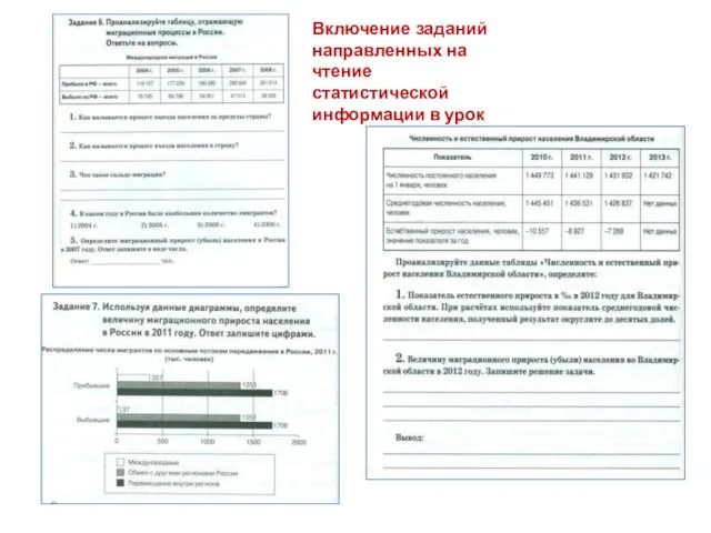 Включение заданий направленных на чтение статистической информации в урок