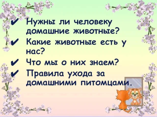 Нужны ли человеку домашние животные? Какие животные есть у нас? Что мы