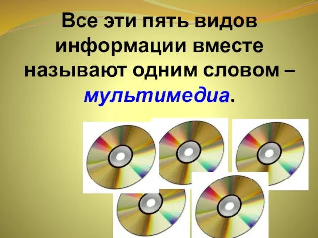 Все эти пять видов информации вместе называют одним словом – мультимедиа.