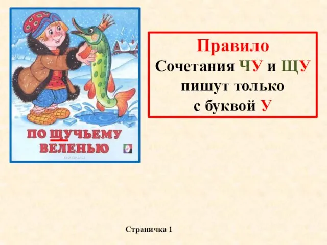 Правило Сочетания ЧУ и ЩУ пишут только с буквой У Страничка 1