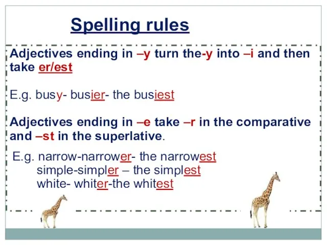 Adjectives ending in –y turn the-y into –i and then take er/est