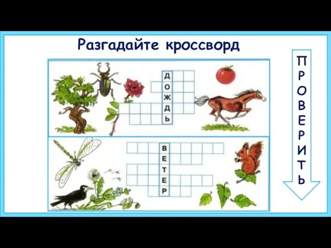 Разгадайте кроссворд П Р О В Е Р И Т Ь