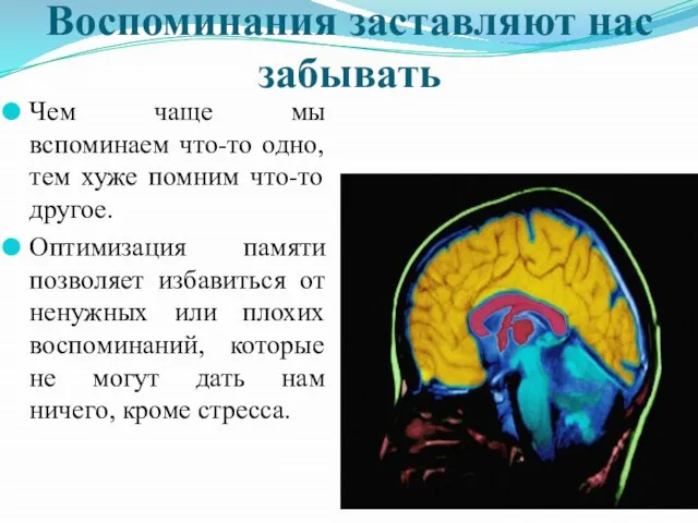 Воспоминания заставляют нас забывать Чем чаще мы вспоминаем что-то одно, тем хуже