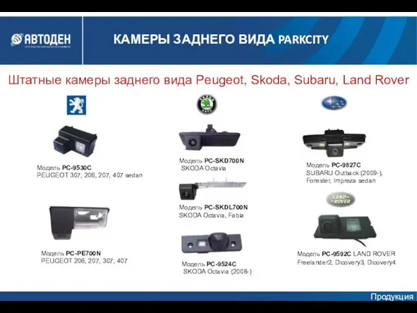 Штатные камеры заднего вида Peugeot, Skoda, Subaru, Land Rover Модель PC-9592C LAND