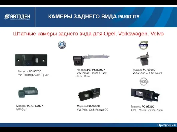 Штатные камеры заднего вида для Opel, Volkswagen, Volvo Модель PC-9523C VW Touareg,