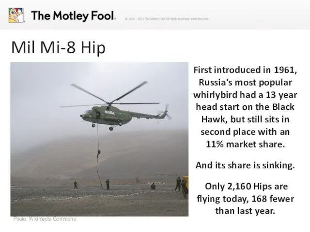 Mil Mi-8 Hip First introduced in 1961, Russia's most popular whirlybird had