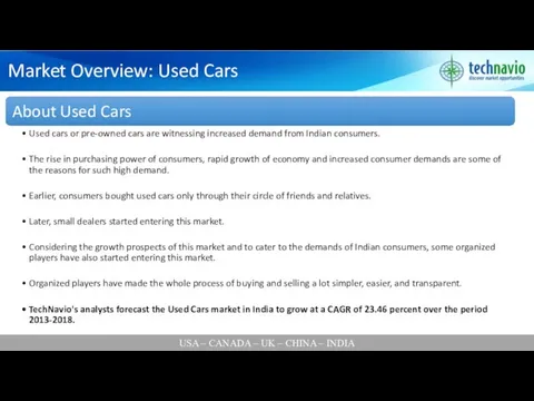 USA – CANADA – UK – CHINA – INDIA Market Overview: Used Cars