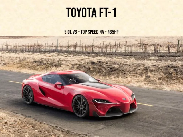 Toyota FT-1 5.0L V8 – Top speed NA – 485hp