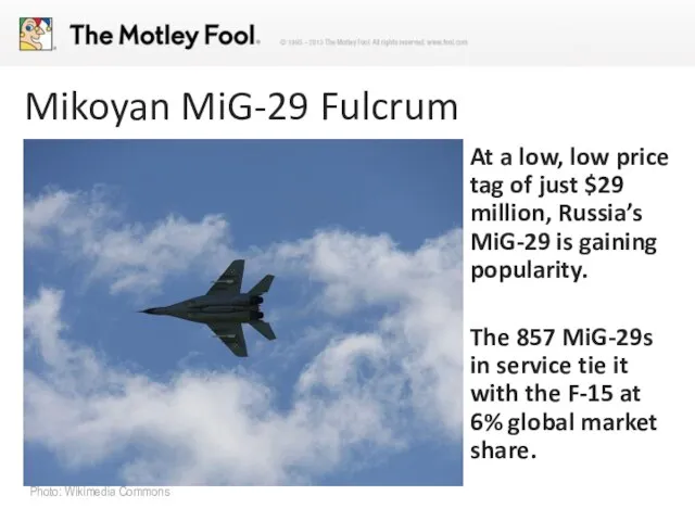 Mikoyan MiG-29 Fulcrum At a low, low price tag of just $29