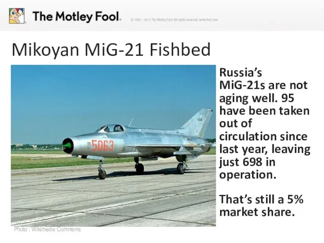 Mikoyan MiG-21 Fishbed Russia’s MiG-21s are not aging well. 95 have been