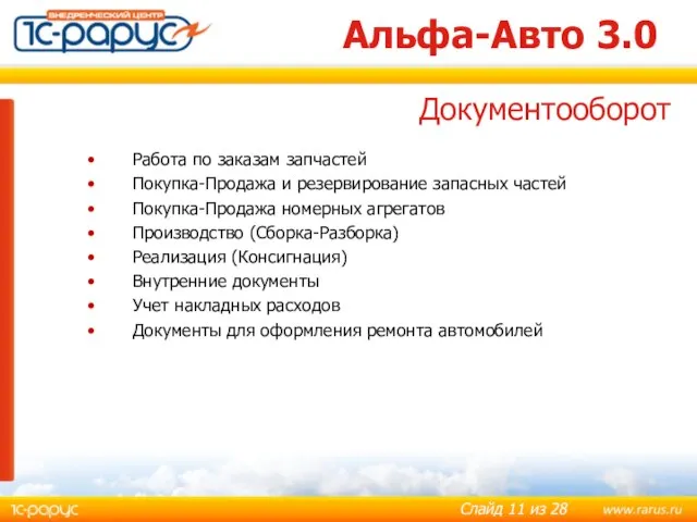 Альфа-Авто 3.0 Работа по заказам запчастей Покупка-Продажа и резервирование запасных частей Покупка-Продажа