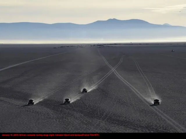 January 11, 2015: Drivers compete during stage eight, between Uyuni and Iquique(Franck Fife/AFP)