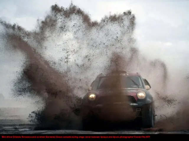 Mini driver Orlando Terranova and co-driver Bernardo Graue compete during stage seven