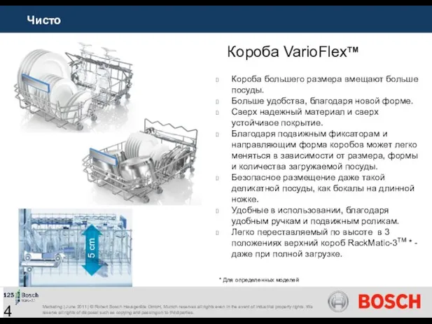 Короба VarioFlexTM Короба большего размера вмещают больше посуды. Больше удобства, благодаря новой