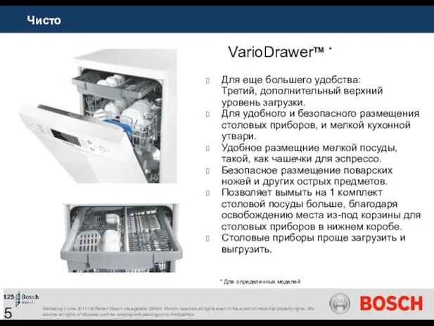 VarioDrawerTM * Для еще большего удобства: Третий, дополнительный верхний уровень загрузки. Для