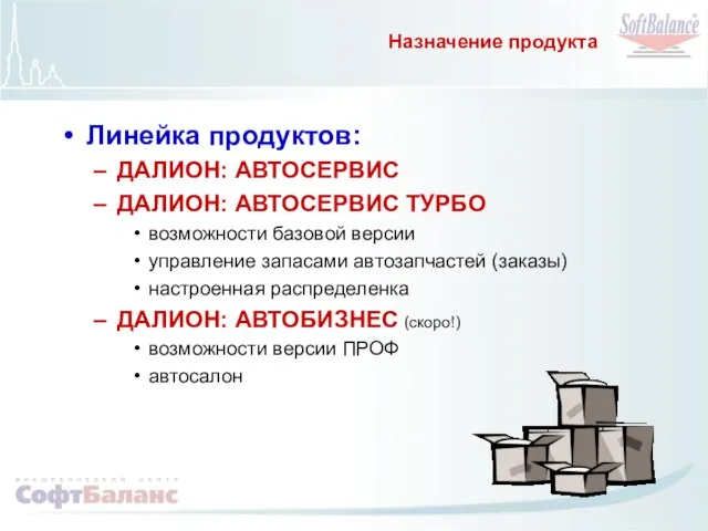 Назначение продукта Линейка продуктов: ДАЛИОН: АВТОСЕРВИС ДАЛИОН: АВТОСЕРВИС ТУРБО возможности базовой версии