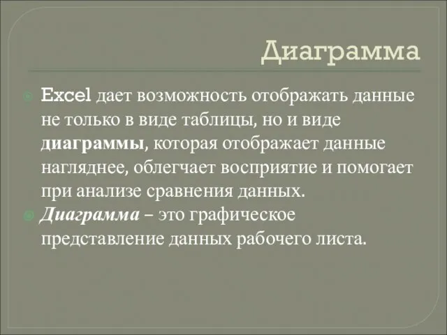 Диаграмма Excel дает возможность отображать данные не только в виде таблицы, но