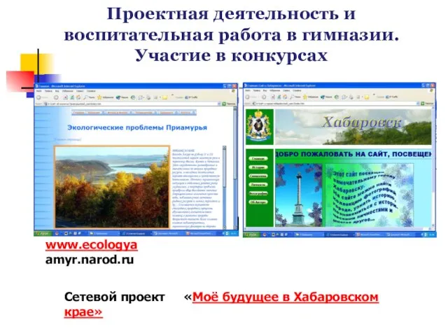 Проектная деятельность и воспитательная работа в гимназии. Участие в конкурсах Сетевой проект