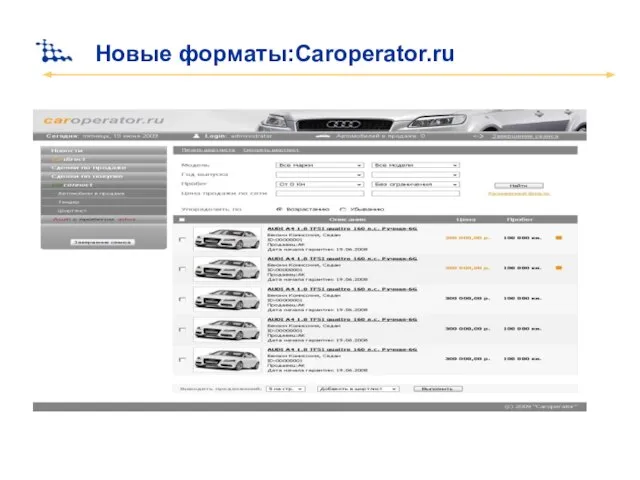 Новые форматы:Сaroperator.ru