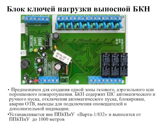 Блок ключей нагрузки выносной БКН Предназначен для создания одной зоны газового, аэрозольного