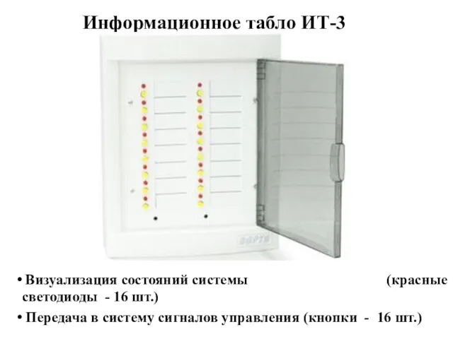 Информационное табло ИТ-3 Визуализация состояний системы (красные светодиоды - 16 шт.) Передача