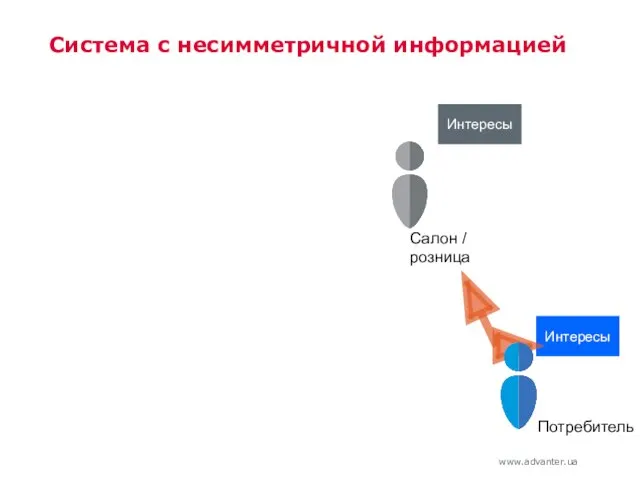 Система с несимметричной информацией Салон / розница Потребитель Интересы Интересы