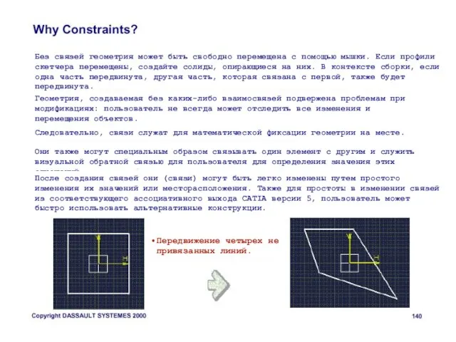 Без связей геометрия может быть свободно перемещена с помощью мышки. Если профили