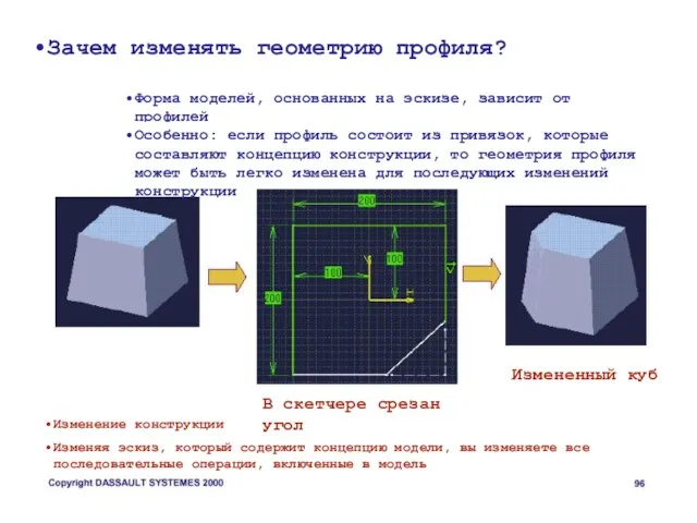 Зачем изменять геометрию профиля? Форма моделей, основанных на эскизе, зависит от профилей