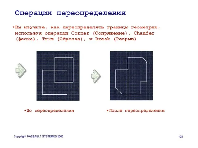 Вы изучите, как переопределять границы геометрии, используя операции Corner (Сопряжение), Chamfer (фаска),