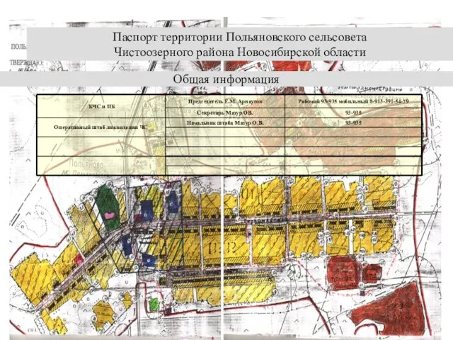 Общая информация Паспорт территории Польяновского сельсовета Чистоозерного района Новосибирской области