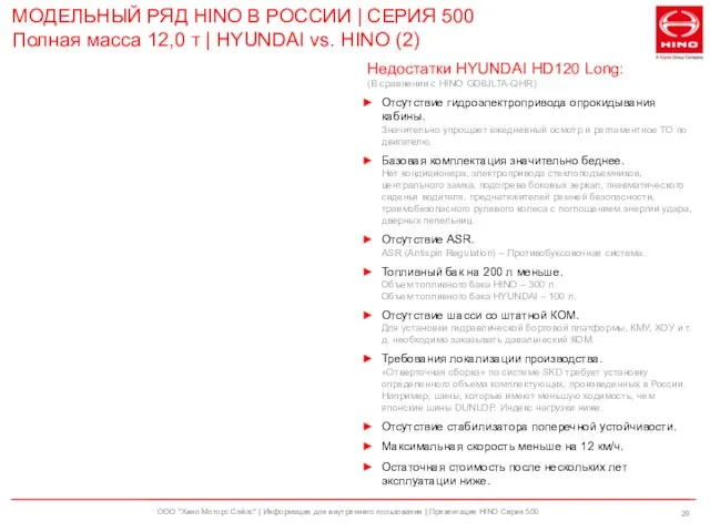 ООО "Хино Моторс Сэйлс" | Информация для внутреннего пользования | Презентация HINO