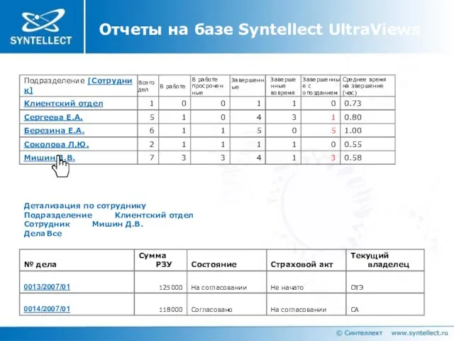 Отчеты на базе Syntellect UltraViews