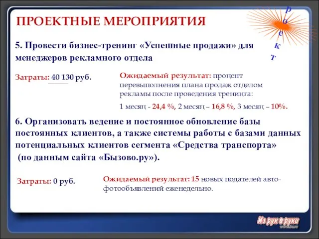 6. Организовать ведение и постоянное обновление базы постоянных клиентов, а также системы