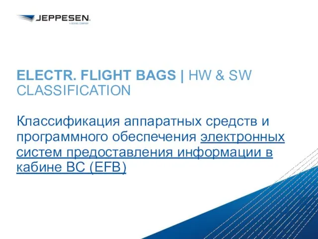 ELECTR. FLIGHT BAGS | HW & SW CLASSIFICATION Классификация аппаратных средств и