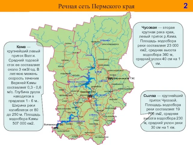 Речная сеть Пермского края р.Яйва р.Кама р.Кама Камское водохранилище Воткинское водохранилище р.Чусовая