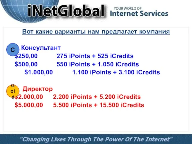 Вот какие варианты нам предлагает компания Консультант $250,00 275 iPoints + 525