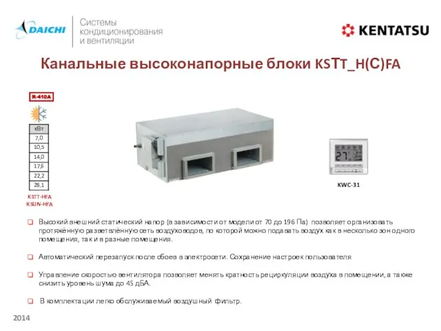 Канальные высоконапорные блоки KSТT_H(С)FA R-410A KSTT-HFA KSUN-HFA KWC-31 Высокий внешний статический напор