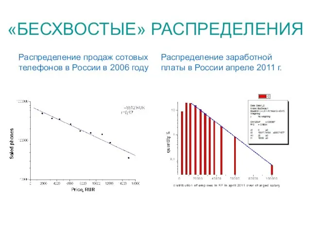 «БЕСХВОСТЫЕ» РАСПРЕДЕЛЕНИЯ Распределение продаж сотовых телефонов в России в 2006 году Распределение