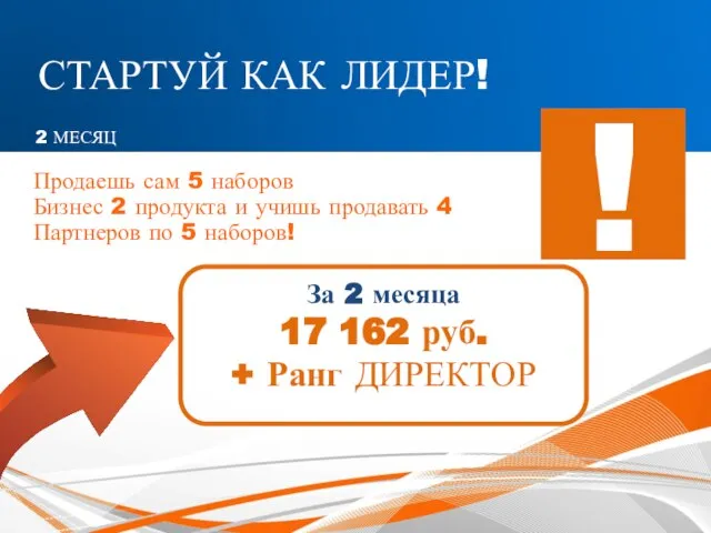 Продаешь сам 5 наборов Бизнес 2 продукта и учишь продавать 4 Партнеров